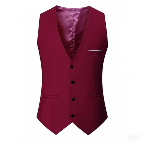 Men's Suit Vest for Wedding Single Breasted Solid Color Business Sleeveless Waistcoat With Adjustable Waist3
