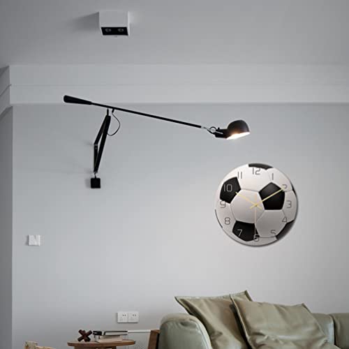 WINOMO Wall Football Clock Football Wall Clock Sport Football Ball Print Round Acrylic Wall Clock Silence Non Ticking Art Painting for Kids Bedroom Living Room Office School Home Decor None - Image 2