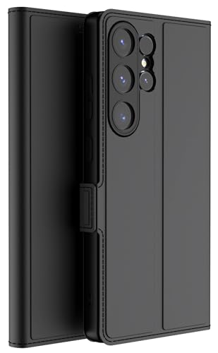 Image of Kapa Noble Slim Magnetic Leather Flip Case Cover for Samsung Galaxy S25 Ultra | Card Holder Stand Flip Wallet Case (Black)