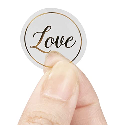 Clear Stickers - 200-Count Wedding Stickers, Gold Envelope Seal Stickers With Love, Adhesive Label For Bridal Shower Invitation, Wedding Invite, Birthday Card, 1 Inches Diameter #TOP3