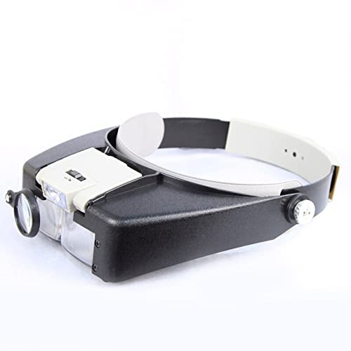 Lupa Lupa de Diadema con Lupa LED para Leer Lupas de Lupa Reparación de Relojes de joyería con 2 Luces LED (Gris)