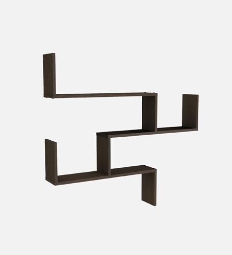 Image of WRAN Multipurpose Modular Wall Racks /Shelves /Organiser /Decor Particle Board Wall Shelf (Number of Shelves - 5, Brown)