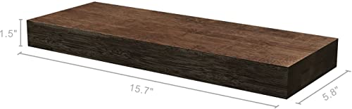 Image of Floating Wall Shelf Set of 2,Natural Bamboo Wall Decor Storage Shelf，Wall Mount Display Rack for Bedroom, Living Room, Bathroom, Kitchen, Office and More