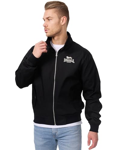 Lonsdale Herren Slim Fit Harrington Jacke, Schwarz, L EU