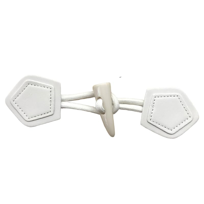 Bottoni di chiusura in pelle PU, Pelle Legno Resina Corda 34 cm Bottoni a levetta 2 stili Confezione da 6 o 12 paia Nero e bianco sporco(Off White,12 pairs)