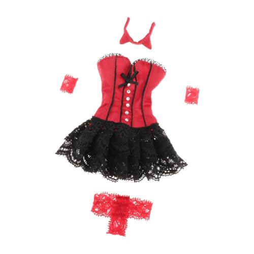 FytStycale 4 Piezas Muñeca Articulada Conjunto Vestido Falda Uniforme Tela Suave Adecuado para Coleccionistas Decoración Fiestas Y Regalos Creativos para Niñas, Negro