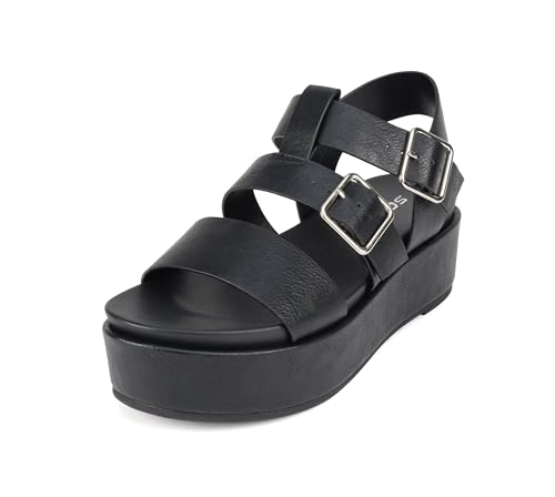 Soda “STELLAR” ~ Women Flatform Multi Strap Double Buckle Open Toe Ankle Strap Platform Wedge Sandals2