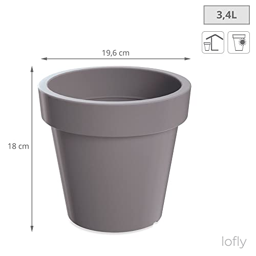Prosper Plast DLOF200-405U 19.6 x 18.1 cm "Lofly" Flowerpot - Stone Grey, 19.600000000000001x19.600000000000001x18.100000000000001 cm - Image 2