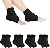 4 Paar Feuchtigkeitsspendende Fersensocken,Gel-Fersensocken Weiche Feuchtigkeitsspendende, Für Trockene Füße Und Rissige Fersen - Hornhautentferner Füße Männer Frauen,Fußpflegebehandlung(Schwarz)