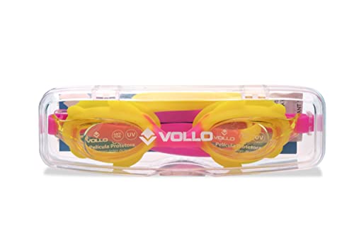 Óculos de Natação Junior Shark Fin VN201-3 Rosa e Amarelo Tamanho Único Vollo Sports