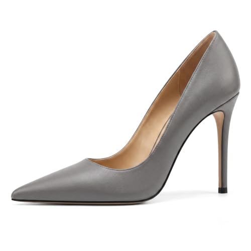 Image of Eldof Women's Classic Dress Pumps Shoes, Sexy Pointed Toe 4 inch Stiletto High Heels, Office Formal Slip On Size 5-13