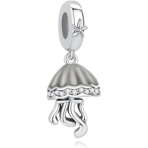 Nbsameng S925 Sterling Silver Charms Bead Compatible for Pandora Bracelets and Necklaces, DIY Jewelry for Women, Luminous Jellyfish Cover
