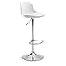 Produktbild Kave Home - Barhocker Orlando-T wei höhenverstellbar 60-82 cm mit Lehne, gepolsterte Sitzfläche aus Kunstleder und Fu aus Stahl