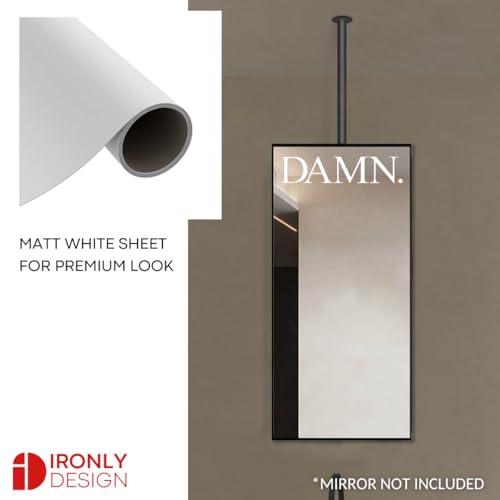 Image of Sticker for Glass & Mirrors| Minimal Vinyl Decal for Bedroom Bathroom & Cafe | Self-Adhesive Waterproof Quote Mirror Sticker | Aesthetic Decals (Damn., Small, Matt White)