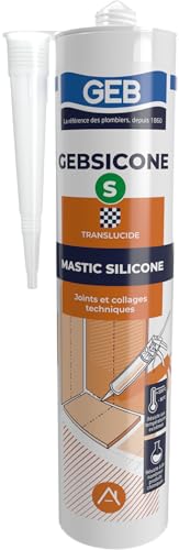 Mastic silicone acétique GEBSICONE S GEB translucide de 310ml pour étanchéité