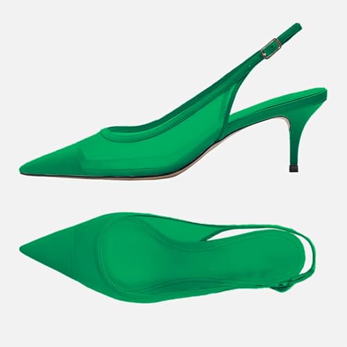 Image of Mesh Kitten Heels for Women Slingback Design with Pointed Toe Breathable and Stylish Elegant Low Heel for Comfort