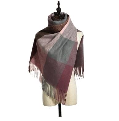 Szalik Lekki Winter Plaid Scarf Zagęścić Ciepłe Szal Kobiety Szaliki Wszystkie Mecz Tassel Kobiet Duży Foulard Moda Miękki Szalik Prezent Szal Miękkie