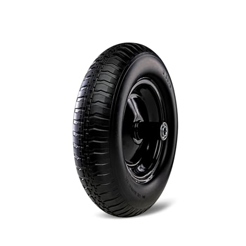 Taifa 14 Inch 1 PC Solid Flat Free Replacement Tires and Wheels 3.50-8 with 5/8 Bearing Air Less Wheel for Wheelbarrow/Wagon/Hand Truck/Trolley/Garden Scooter etc.