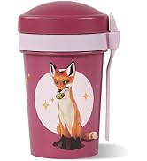 AWAVE Schule der Magischen Tiere Edelstahl Trinkflasche für Kinder 380 ml Beerenrot Suitable for Beverages Auslaufsicher