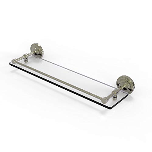 Allied Brass PRBP-1/22-GAL-PNI Prbp 1 Gal Prestige Regal Inch Tempered Gallery Rail Glass Shelf, 22 Inch, Polished Nickel