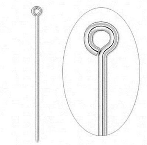 Eye Pin, 100 Silver Plated Brass 4" Long 21 Gauge Standard Eye Pins
