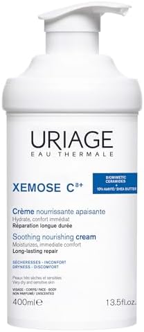 Uriage Xémose Lipid-Replenishing Cream - Face & Body Moisturizer Against Itching With Shea Butter - Very Dry, Sensitive Skin Prone to Atopic Eczema - Non-Greasy & Non-Sticky - Unscented - 400ml