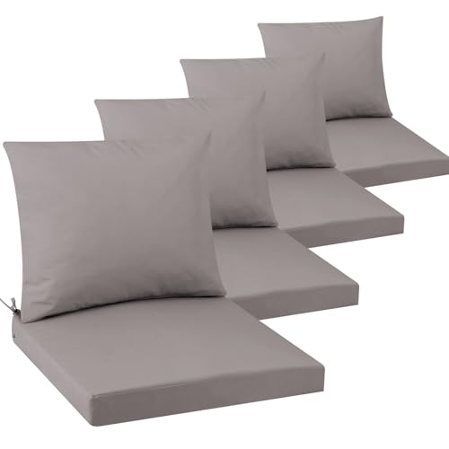 Outdoor Seat Cushion Set 22 x 22 In, Water-Resistant & Fade-Resistan, Patio Furniture Cushions with Removable Cover Deep Seat & Back Cushion with Handle and Adjustable Straps for Chair Sofa,4PC