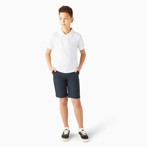Dickies Big Boys' Short Sleeve Pique Polo Shirt, White, Medium (10/12) - image 4