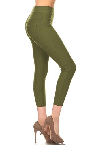 Image of Leggings Depot Women's Cotton Blend Stretch Pull-on Jeggings Casual Pants with Pockets (Available in Plus Size)