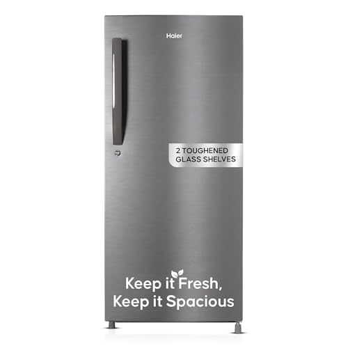 Haier 190L 4 Star Direct Cool Single Door Refrigerator | 3 Toughened Glass Shelves | Fast Ice Making in Just 60 minutes | Large Veg Box| Easy Clean Back...