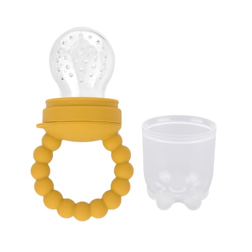 Image of Fruit Pacifier Feeder Baby Fruit Food Feeder Pacifier Silicone Fruit Feeder Baby Fruit Feeder Pacifiers Teething Relief Toys for Baby Kids Children(Dark Yellow