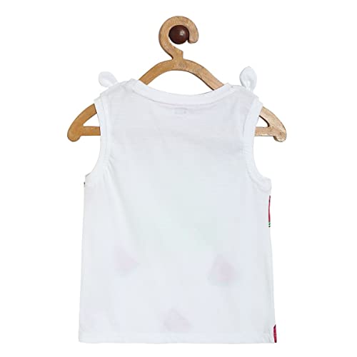 Image of miniklub Baby Round Neck Sleeveless Knitted Cotton Top (White Color)