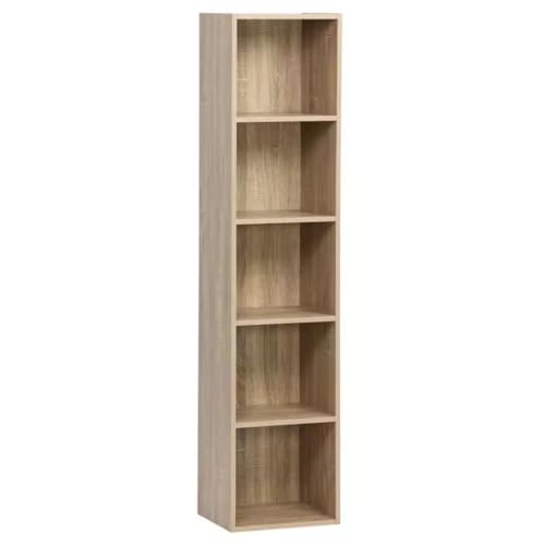 Orion91 ORION91oficial® - Estantería Librería | Cubo con 5 estantes | Tablero Laminado | Color Natural | Despacho | Librería | Dormitorio | Despensa | Oficina | 132x30x23 cm - spaziOrion91-Unidad