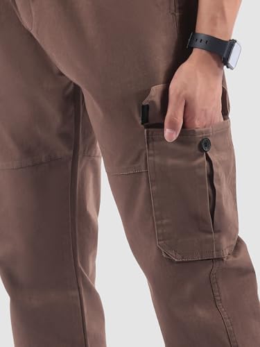Image of Beyoung Cotton Regular Fit Heavy Gauge Cargo Joggers for Men | Ribbed Hem | Spacious Pockets | Track Pants | Elastic Waistband | Cargo for Men