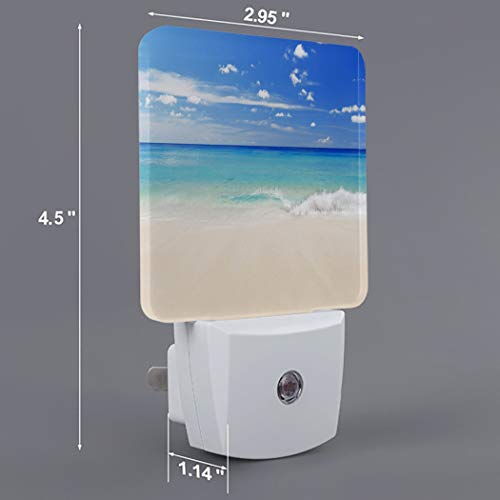 Custom Plug In Led Nightlights Lamps, Seascape Landscape Of The Beach And The Cloudy Sky In Summer Print, Auto Sensor Dusk To Down Nightlights For Bathroom/Toilet/Bedroom/Nursery #TOP3