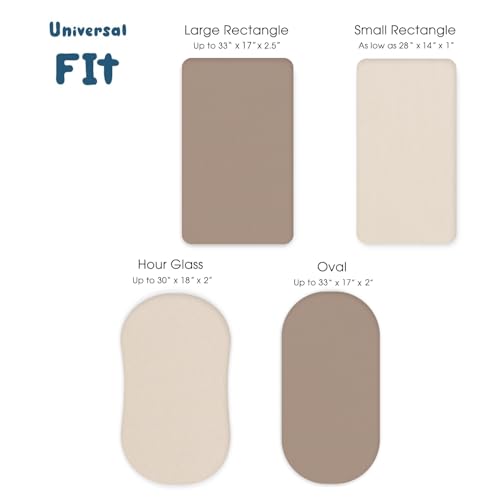 Image of GRSSDER Stretchy Ultra Soft Fitted Bassinet Sheet 2 Pack, Universal Fit for Bassinets Baby Cradle Moses Basket Oval Rectangle Mattress Safe and Snug, Jersey Bassinet Sheets for Baby, Beige & Coffee