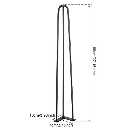 NewWay 28\" Set of 4 Heavy Duty Hairpin Metal Table Legs, 3 Rods Legs Suitable for DIY Coffee Table Office Table Bar Table etc.