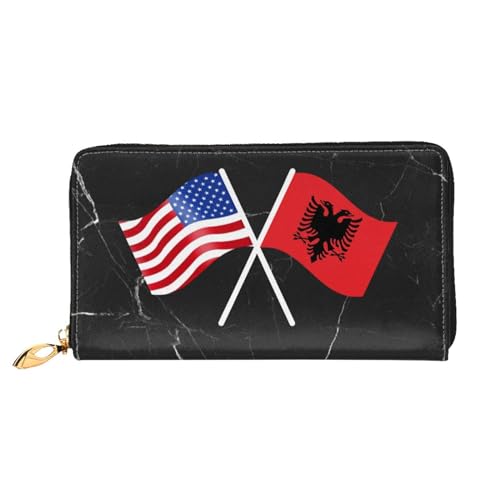 American And Albania Flag Wallet Card Bag2