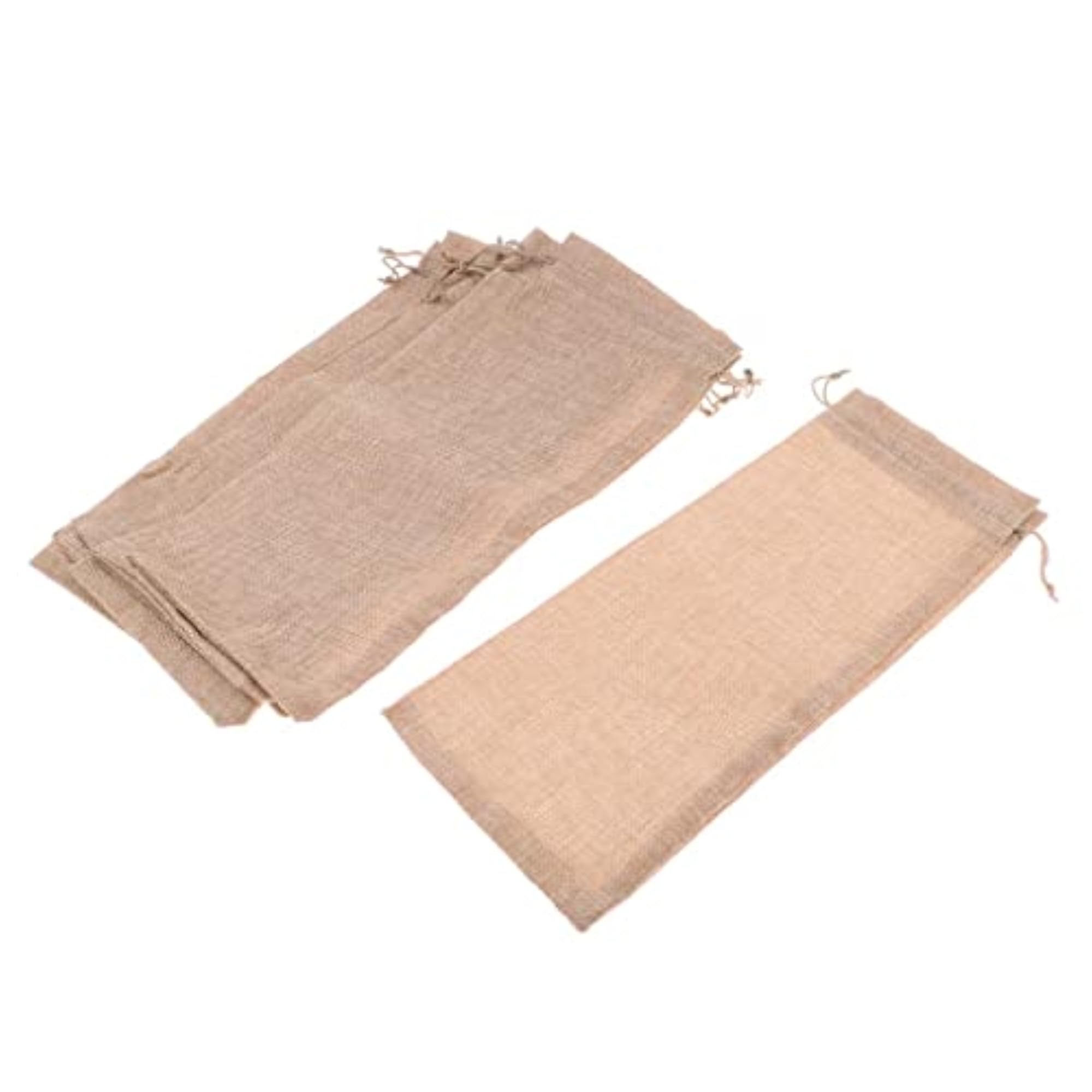 Rustic Burlap Wine Bag with Drawstrings Wedding Christmas Hostess Gift Bag