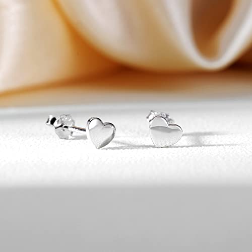 Aoedej 925 Sterling Silver Heart Earrings For Girls Tiny Heart Earrings Studs Girls Earrings Heart Stud Earrings For Women (Silver) #TOP2