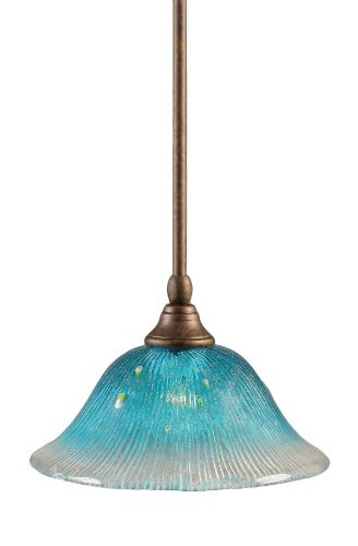 Toltec Lighting 23-Brz-438 Stem Mini-Pendant Light Bronze Finish With Teal Crystal Glass, 10-Inch #TOP4