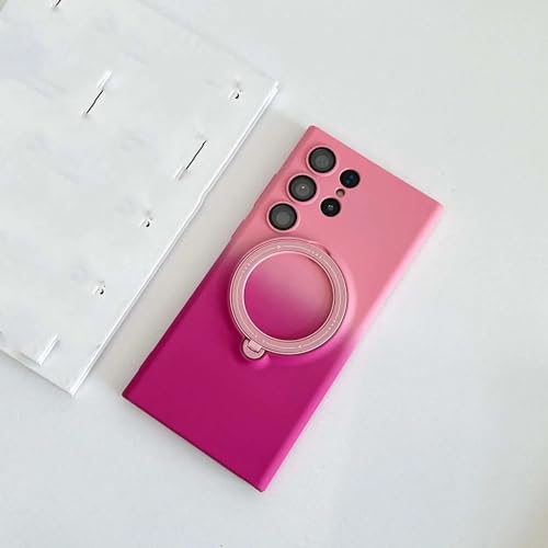 Coque Samsung S24 Ultra silicone rose avec charge magnétique et support rotatif 360