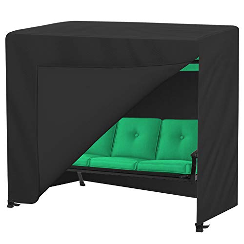 OVCRNIBI - Funda para columpio de jardín de 3 plazas, impermeable, resistente al viento, para exteriores, cubierta de hamaca de jardín, 210 x 150 x 150 cm, color negro