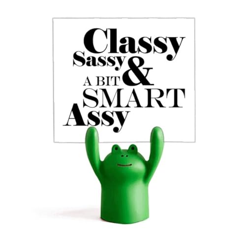 Porte-mémo grenouille avec citation rigolote en résine pour bureau chic