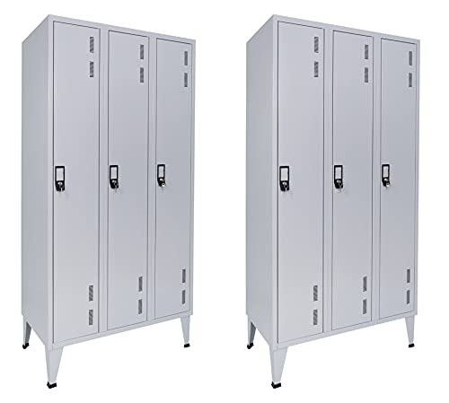 Pack 2 Taquillas Metálicas Triples 3 Puertas 1900x900x500mm Estándar