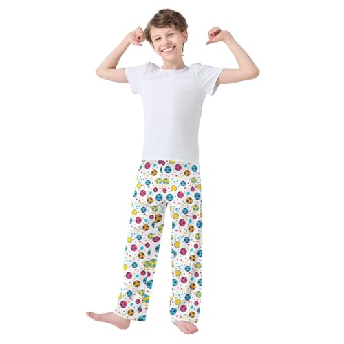 Pajama Pants Sleep Pants Soft Elastic Waist Pajama Lounge Pants Multicolor Soccer Confetti for 6-14 Years Old3