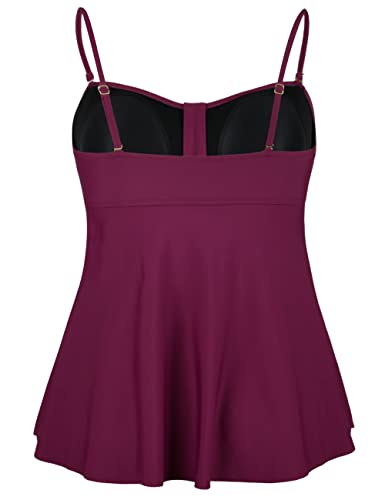 Image of Hilor Women's Flyaway Tankini Top Bandeau Swimsuit Flowy Bathing Suit Tummy Control Swimwear
