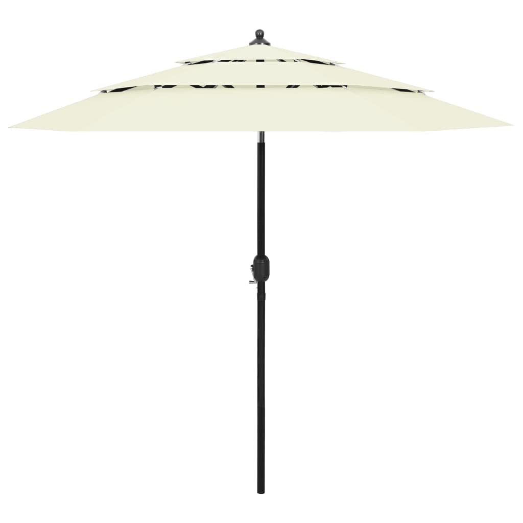 vidaXL 3-Tier Outdoor Garden Parasol with Aluminium Pole, UV Protective & Anti-Fade Polyester, Foldable & Portable, Sand Colour
