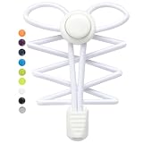 Stepace Elastische Schnürsenkel mit Schnellverschluss, 2 Paar Gummi Schuhbänder ohne Binden für Kinderschuhe, Sportschuhe Einfarbig Weiß
