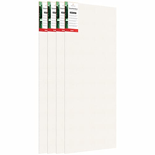 Image of Scholar Art Hobby Series 04 Oz (230 GSM) 100% Cotton Canvas Panel Board for Painting (White Blank Canvas Boards for Acrylic Paint, Oil Paint, Wet & Dry Media) | 20 inchx40 inch (50x100 cm), Pack of 4